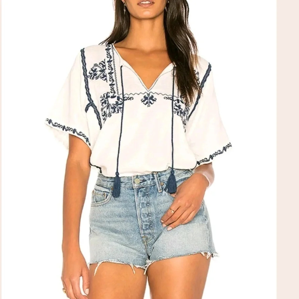 ella moss Marini Embroidered Top Tasselled Kimono